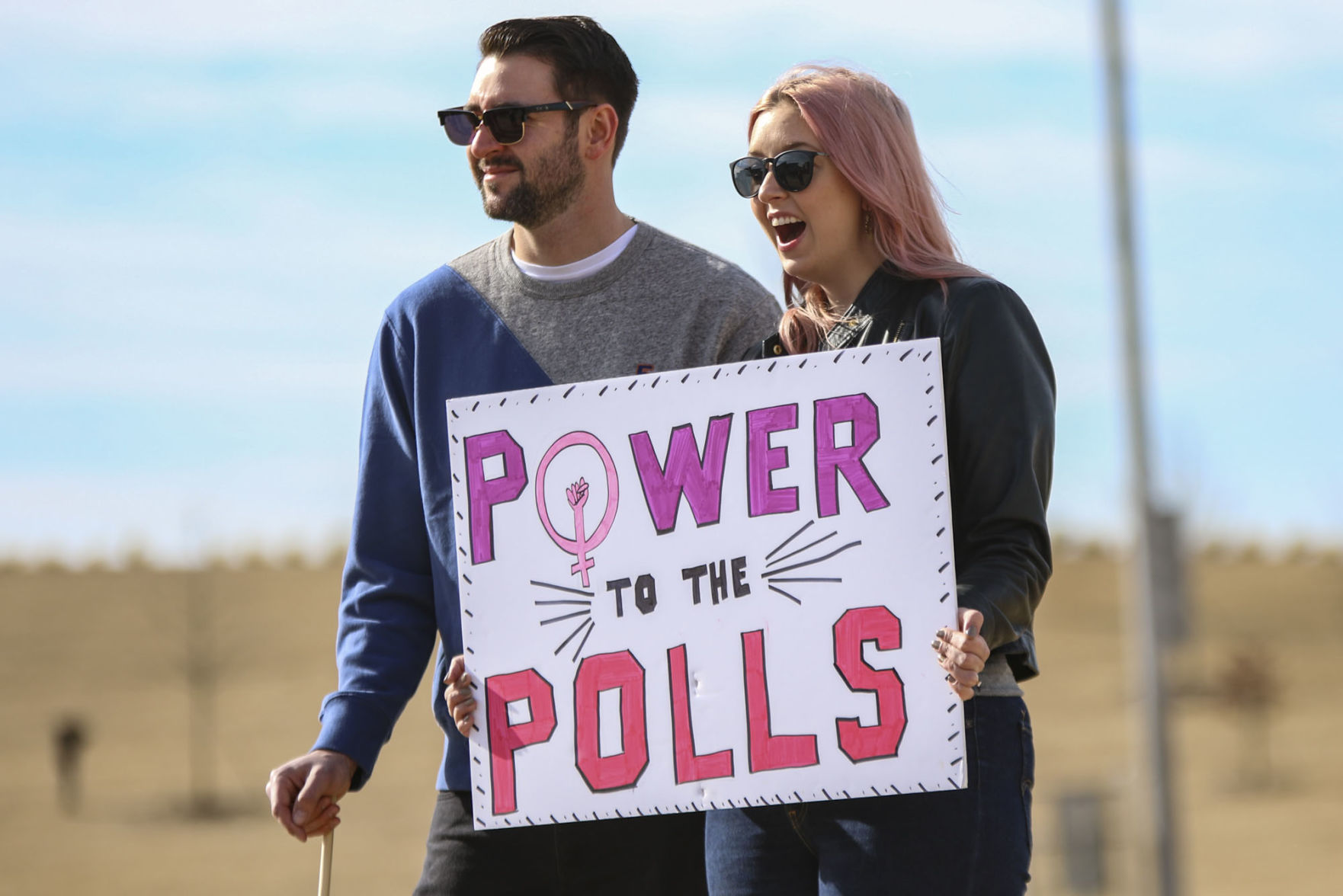 “Power to the polls” sign